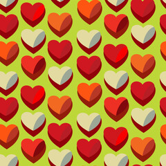 Vector seamless love symbol half-drop pattern, with stylish hearts