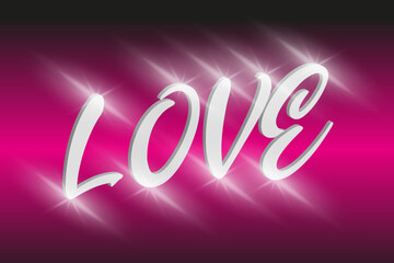 Handwriting 3d word LOVE. Marriage concept. Vector