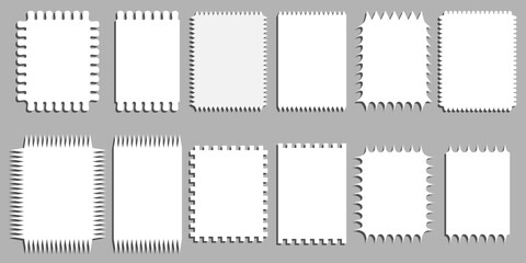 Set of ripped and torn blank paper background. Vector