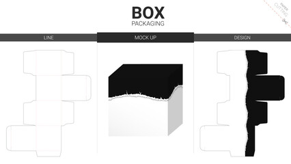 Box packaging and mockup die cut template