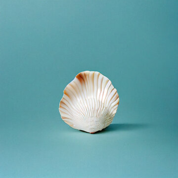 sea shell at the blue background
