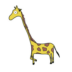 Drawing cute giraffe isolate vector 