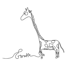 Abstract oneline continuous  drawing giraffe.