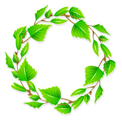 Naklejka premium Natural organic sign logo with green leaves PNG illustration