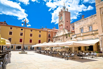 Fototapeta na wymiar Zadar. People's square in Zadar historic architecture and cafes view