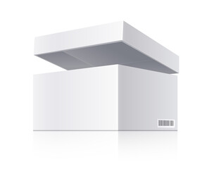 White open box. Realistic packaging PNG illustration