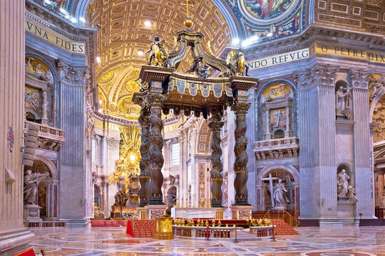 Interior of the St Peter basilica in the city of Vatican