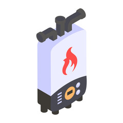 Combi Boiler insurance isometric Concept, Accidental physical damage to equipment Vector Icon Design, Financial loss Protection Symbol, Risk management Sign, Tankless Gas Water Heater stock illustrati