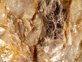 macro shooting of natural mineral stone -  Muscovite in Quartz (Dioctahedral mica, common mica...