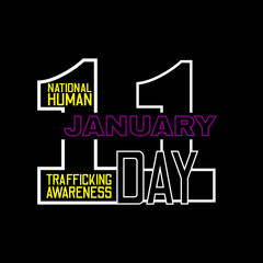Obraz premium Vector illustration on the theme of National Human Trafficking awareness day observed each year on January 11th.