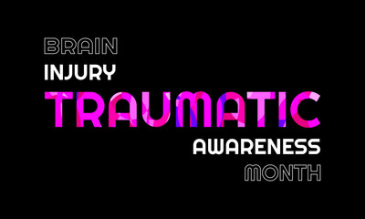 Vector illustration on the theme of Traumatic Brain Injury (TBI) awareness month. it is a disruption in the normal function of the brain that can be caused by a blow, bump or jolt to the head.