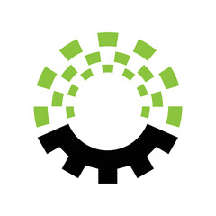 Gear and Pixel Logo