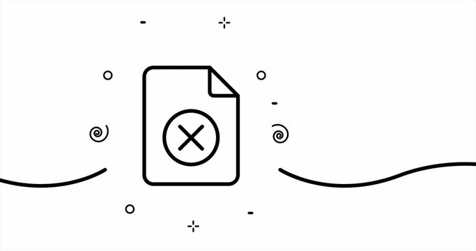 Crossed file. Information is not available, error, cancel, pdf, reject, spam, Text Document. Data set concept. One line drawing animation. Motion design. Animated technology logo. Video 4K.