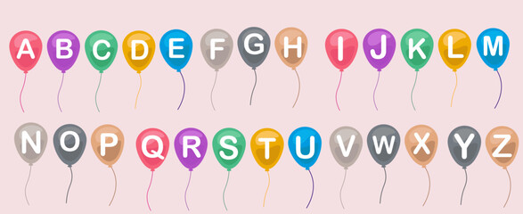 Colored and isolated balloon alphabet