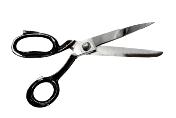 Old retro tailor's scissors on a white background. Scissors for the work of a seamstress or fashion designer