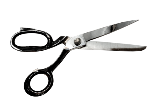 Old retro tailor's scissors on a white background. Scissors for the work of a seamstress or fashion designer