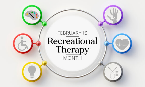 Recreational Therapy month is observed every year in February, 3D Rendering