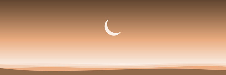 crescent moon night landscape vector illustration good for wallpaper, background, backdrop design, and design template