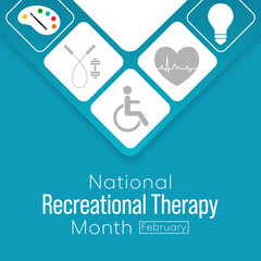 Recreational Therapy month is observed every year in February, Vector illustration