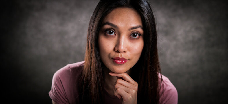 Typical photo of a young woman in close-up - studio photography