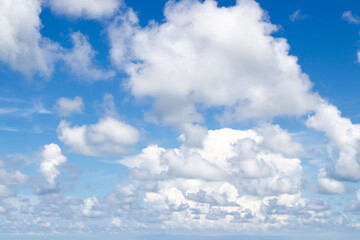 Clear blue color sky with white cloud background
