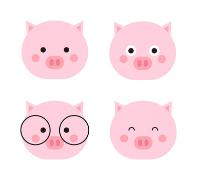 It is a pink pig animal character illustration icon with a cute and smiling expression.