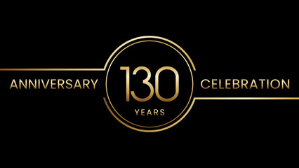 130th anniversary. Anniversary template design with golden text and ring. Logo Vector Template