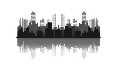 Abstract city building skyline metropolitan with reflection illustration