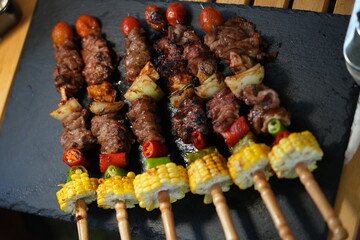 shish kebab on the grill