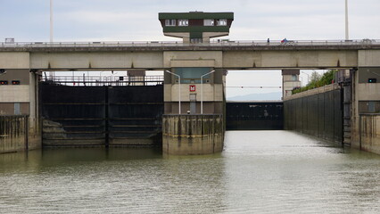 Water lock on river Danube 