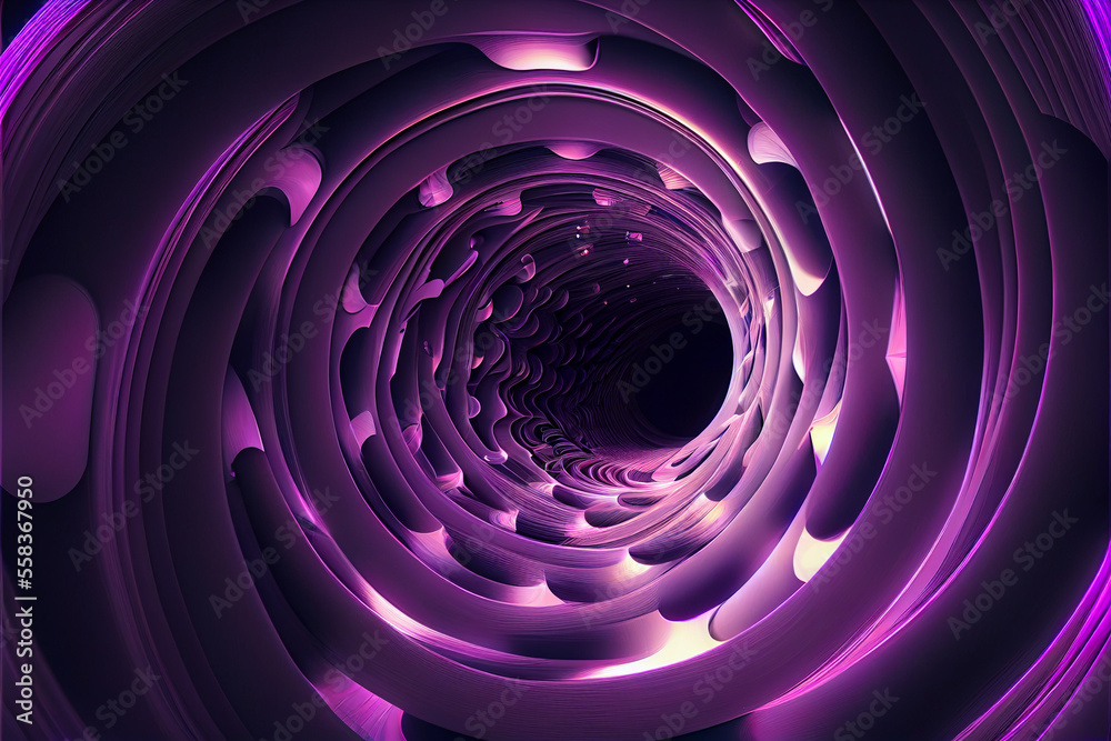 Poster Abstract swirl tunnel with purple light on a background pattern textured for design.	