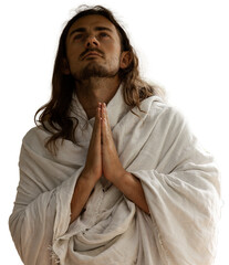 Jesus praying in prayer looking upwards