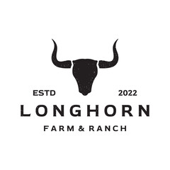 Longhorn bull, cow and buffalo vintage logo template. for badges, restaurant, business.