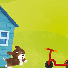 cartoon farm ranch animals wooden house