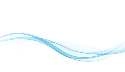 Transparent wavy blue lines. A wave of blue smoke. Abstract blue wave background.