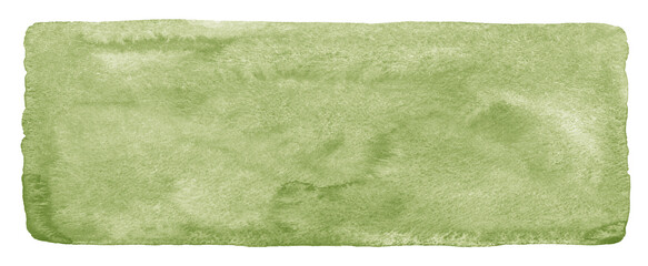 Khaki, olive green natural color watercolor long, elongated texture. Watercolour stains artistic text background, text frame. Painted textured eco, vegan template with artistic uneven edges.