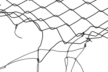 Metal mesh or wire on a white background. Protection or protection of the territory