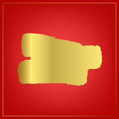 Golden label on red background and golden border with space. Lunar new year concept, Chinese new year background. vector.