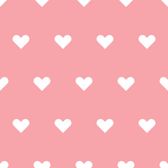 White heart on pink background, seamless pattern background. Valentine concept. vector.