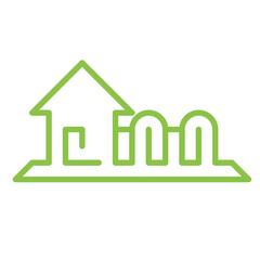 green house icon, green house logo concept, green house outline logo and icon