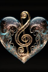 Fototapeta premium Treble clef inside a heart