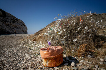 Plastic waste on the beach in Cyprus