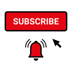 subscribe, bell button and cursor. Red button subscribes to the channel.