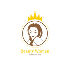 beauty women logo design with yellow and brown color