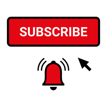 subscribe, bell button and cursor. Red button subscribes to the channel.