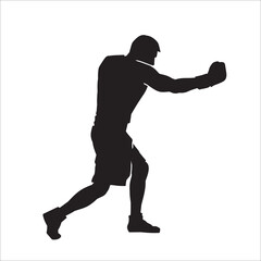 Fototapeta na wymiar Silhouette of male boxing player in isolate on a white background. Vector illustration.