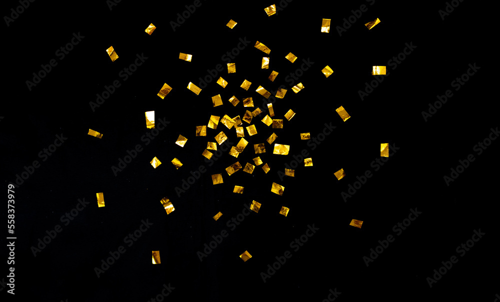 Poster abstract golden glitter for overlay and background. birthday and party design element