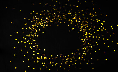 Abstract golden glitter for frame, copy space and background. confetti overlay for party,...