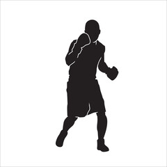 Fototapeta na wymiar Silhouette of male boxing player in isolate on a white background. Vector illustration.