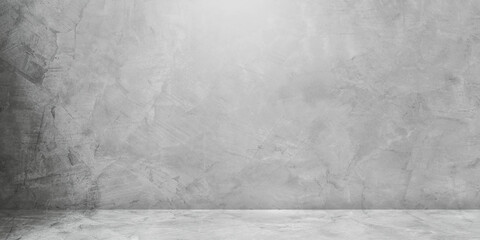 Concrete wall room studio background with rough floor perspective well material editing montage display product and text present on free space cement backdrop 